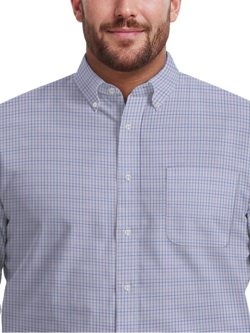 IZOD Blue Check Wrinkle-Free Button Down Dress Shirt Men’s 18 34/35